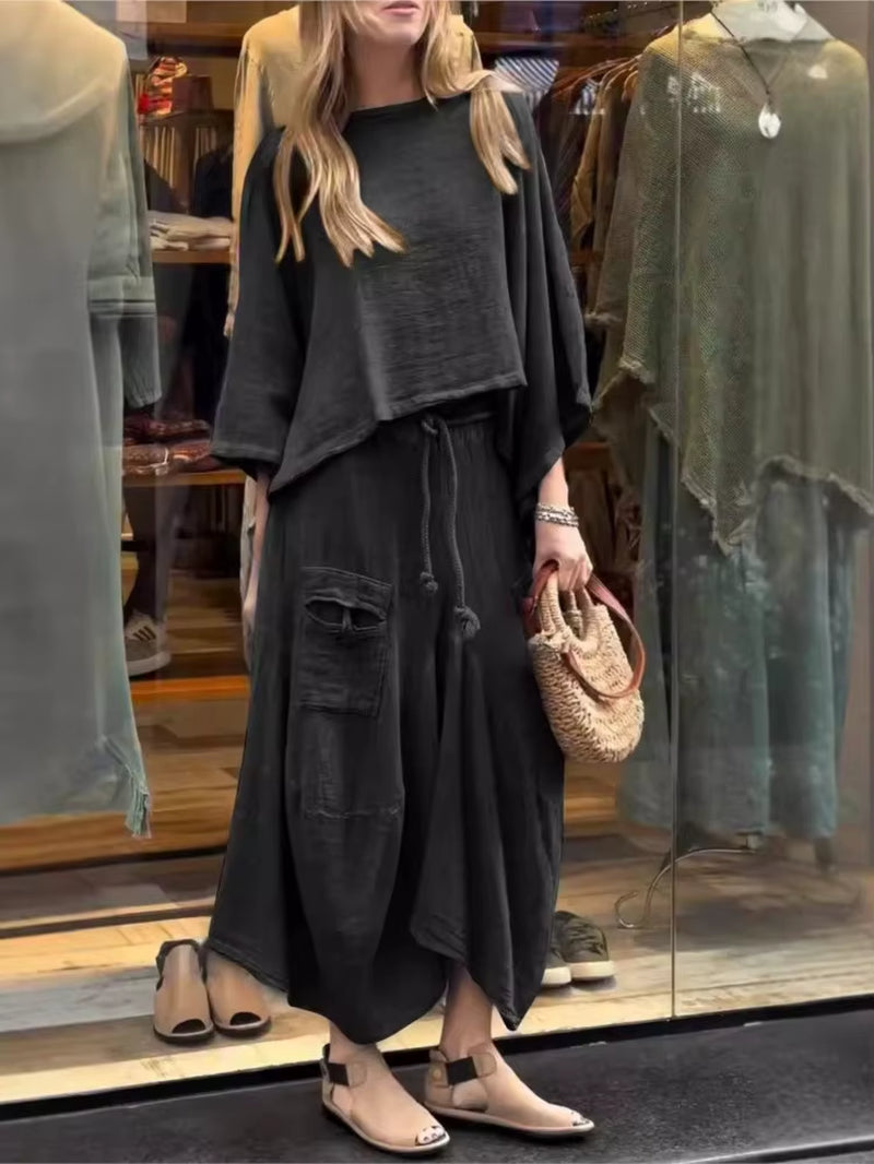 Autumn Lace-Up Skirt Set for Effortless Elegance
